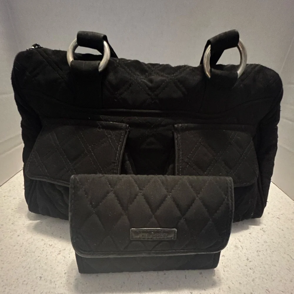 Black Quilted Vera Bradley Women's Bag and Wallet Set